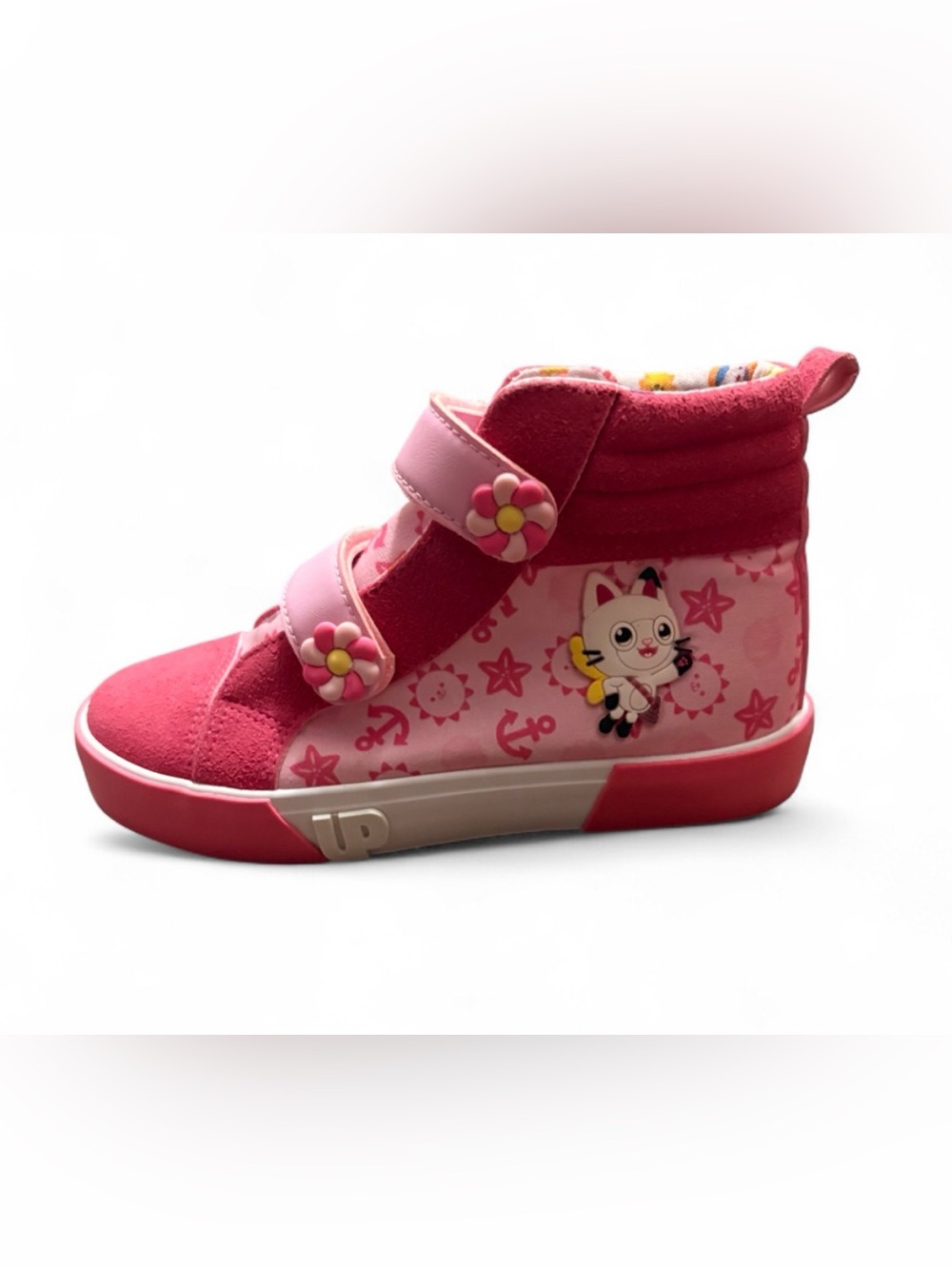 Kids Pink Cartoon Cat High-Top Sneakers